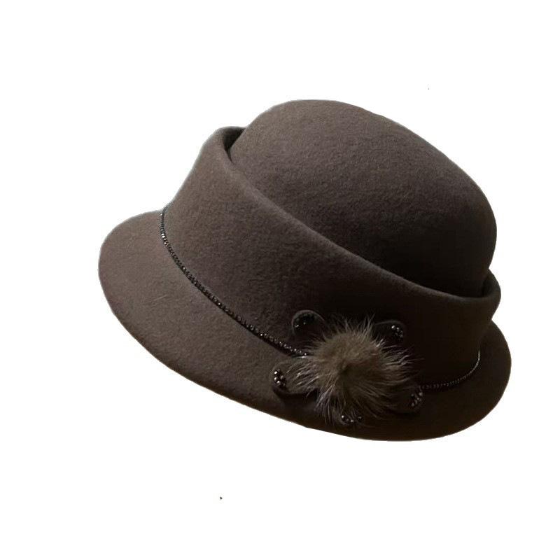 Autumn and Winter Intellectual Elegance Wool Pot Hat Retro Bud Hat Autumn and Winter Three-dimensional Flower Beret Small Fragrance Top Hat