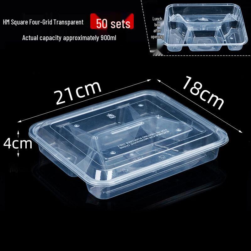 ZISIZ Disposable Transparent Plastic Lunch Box