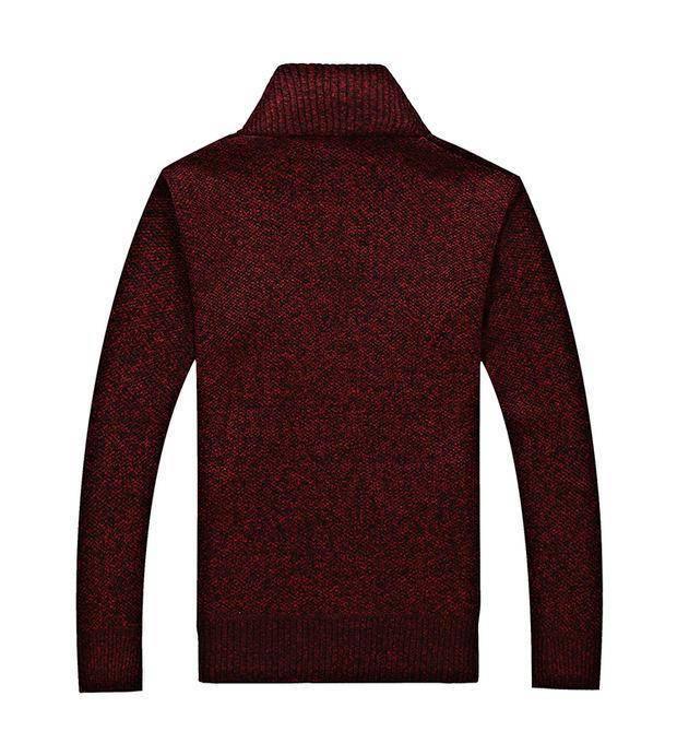 Men's Fleece-Lined Stand Collar Cardigan: Thick Knit Sweater for Autumn & Winter - Plus Size Available
