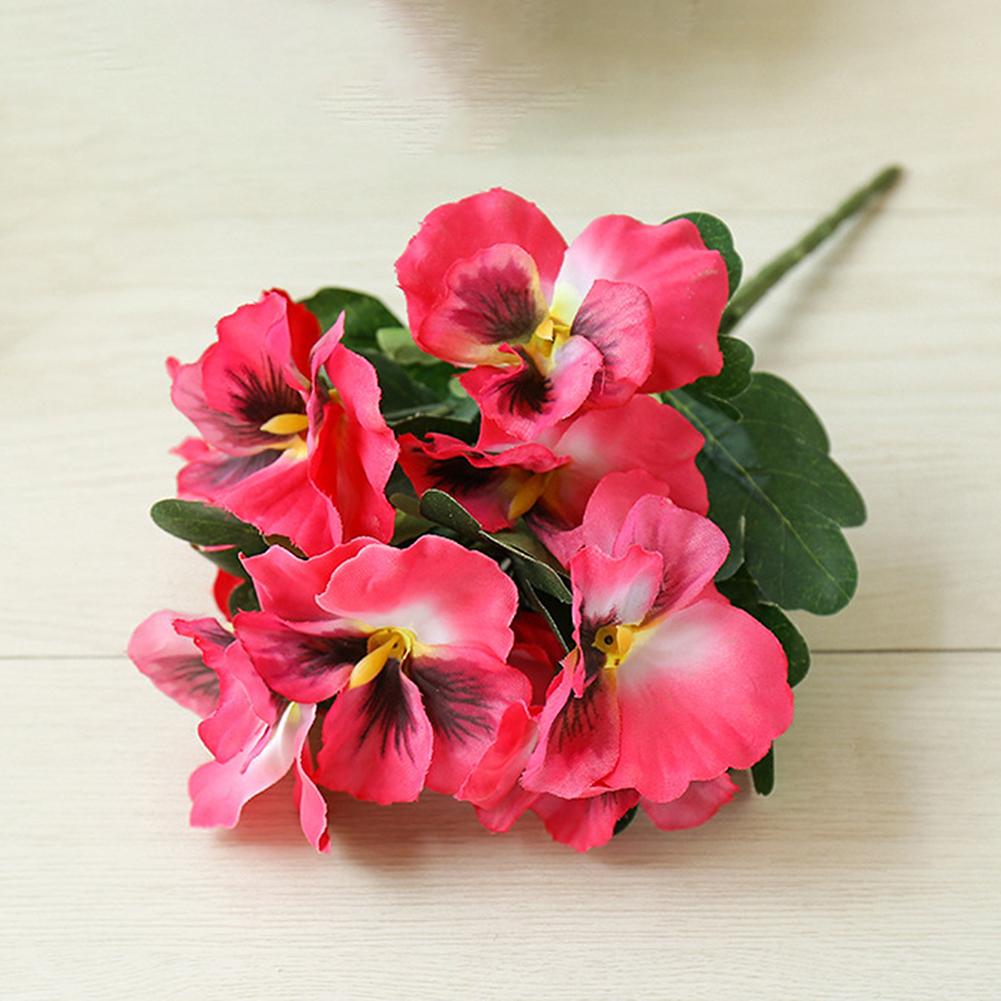 10 Heads Artificial Pansy Fake Flower European Multicolor Fake Bridal Flower Bouquet Wedding Home Party Decoration Flowers