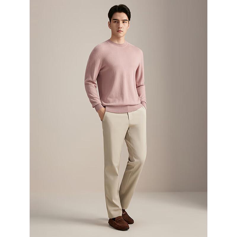 YOUNGOR Men's Seamless Wool Blend Round Neck Sweater