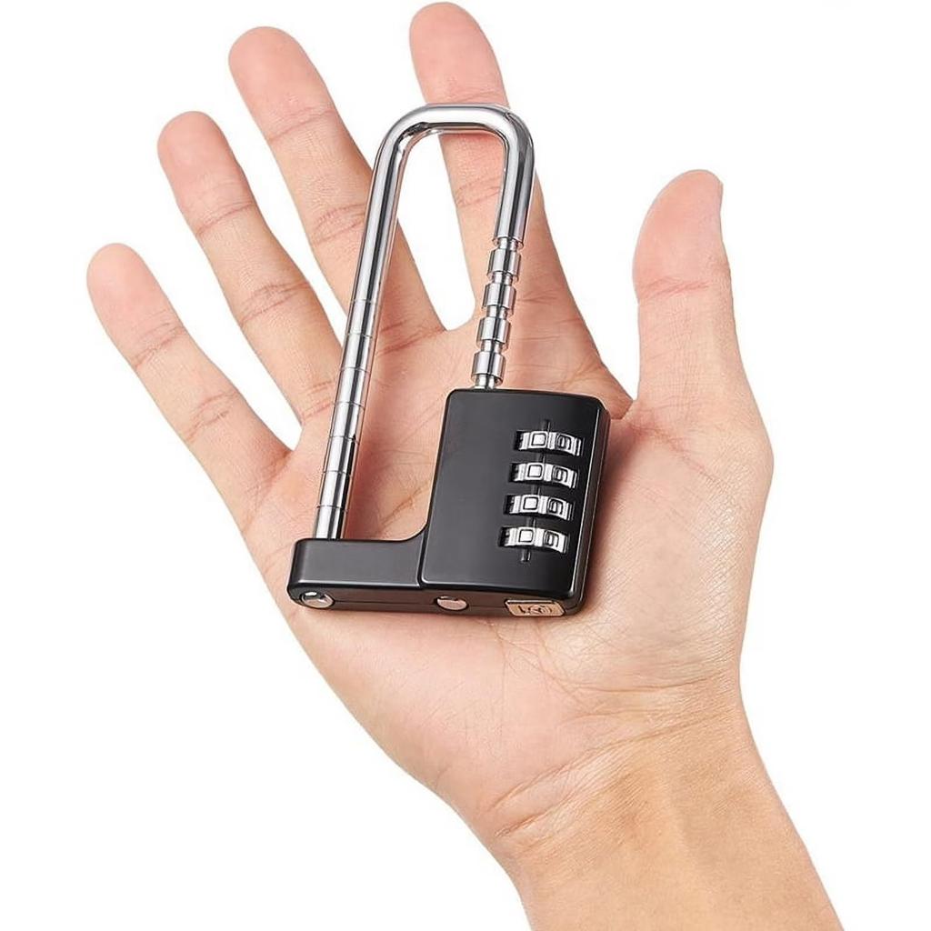 Cabinet Lock,Combination Padlock,Stainless Steel Gym Locker Lock Code Long Adjustable Shackle Lock for School,Gym Black