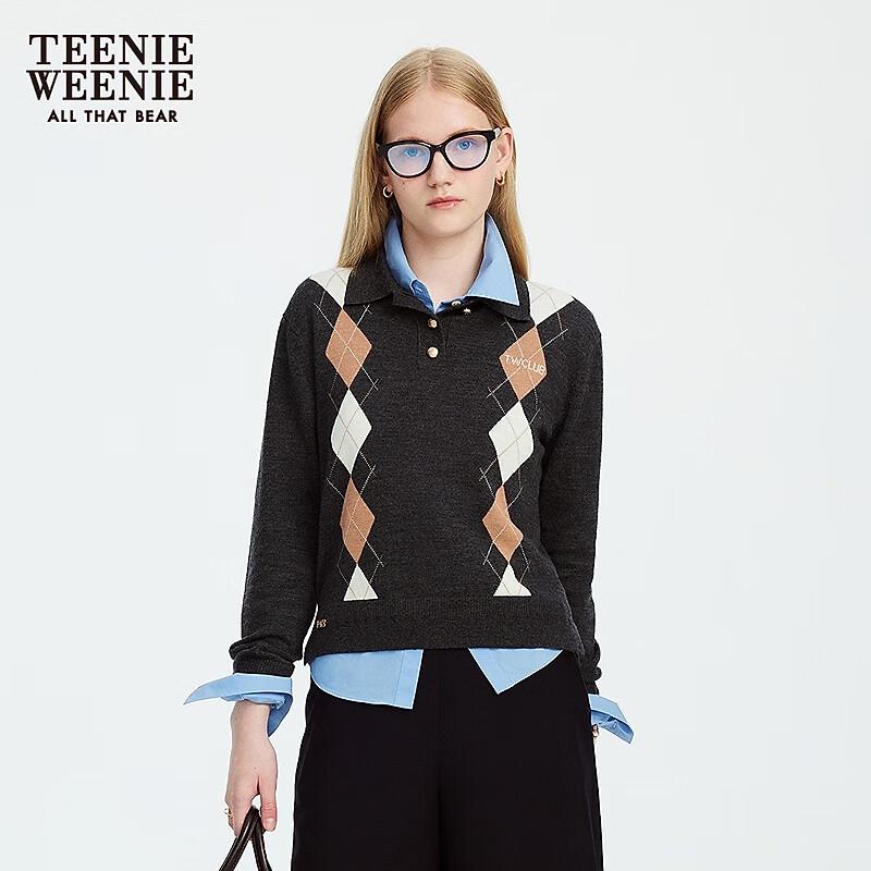 

Teenie Weenie Women s Argyle Knit Polo Sweater M