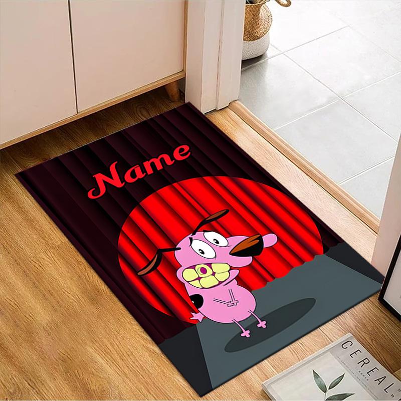 Custom Name Cowardly-Dog Adventure Rug for Living Room, Game Rooms, Office, Bedroom, Floor Mat Playful Design, fan gifts Christmas decor
