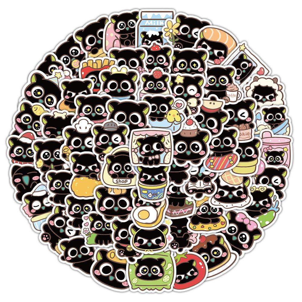102pcs Kawaii Black Cat Stickers Pack Cute Cartoon Cat Waterproof Stickers for DIY Laptop Suitcase Skateboard Water Bottle Decor