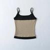Koreanisches Farbblock-Streifen-Camisole & Hose mit Kordelzug und Schlag
