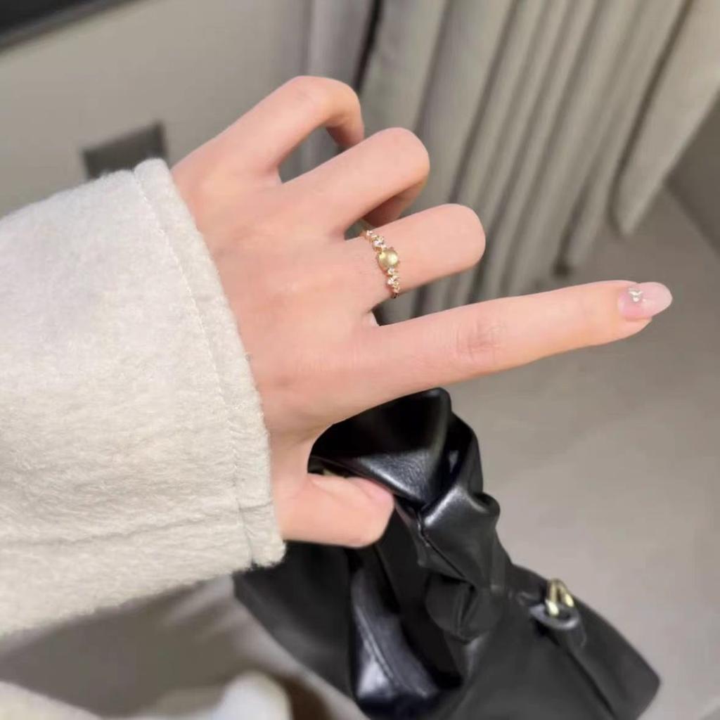 "Daily Gold" Imitation Water Foam Moonstone Ring Women's Light Luxury Ins Style Niche Design Index Finger Ring