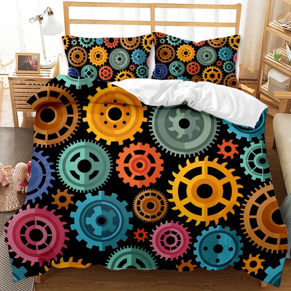 

Industrial Gear Men Duvet Cover Steampunk Style Clock Quilt Cover Mechanical Device Soft Polyester Comforter Cover EU single(135x200cm)