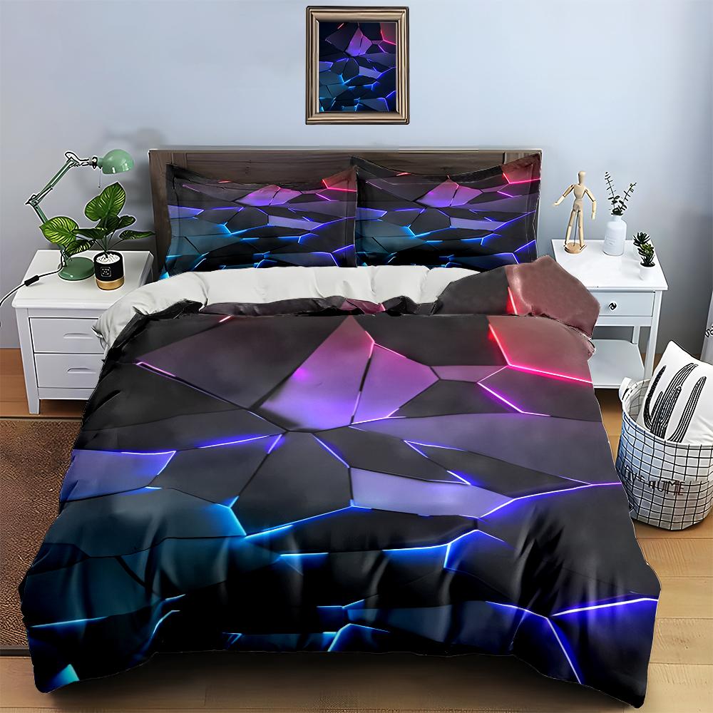 Geometric glowing shards. Bedding Duvet cover sets Duvet covers Pillowcases gifts (1 * Duvet Cover 2 * Pillowcases, without duvet insert)