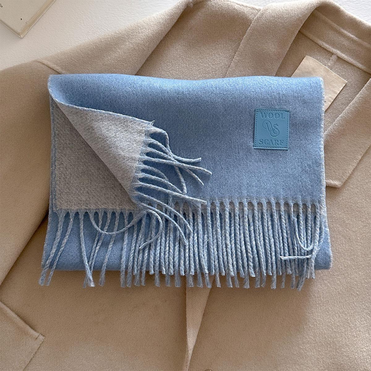 

Luxury Winter 100% Wool Scarf Warm Solid 2Colours Scarf Thick Women Men Shawl Wraps Soft Bufanda Stole Cold Weather 2025