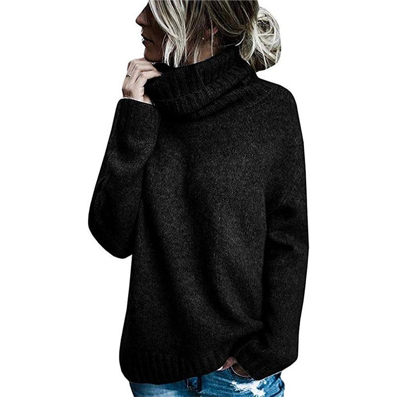 

Exclusive Women s High Neck Core-Spun Yarn Knitted Sweater Medium чорний