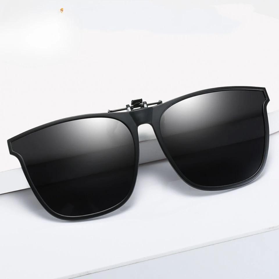 Men's Polarized Clip-On Sunglasses Vintage Square Design Anti-Glare Night Vision Driving Goggles