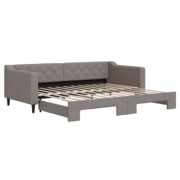 VidaXL Daybed with Trundle Taupe 90x200 Cm Fabric 3197429