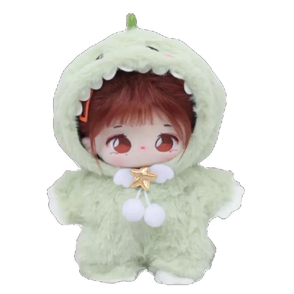 Cotton Doll Clothes 20cm Dinosaur Pajamas Flannel Hooded Onesie Winter Outfit Cute Plush Kigurumi for Dress Up