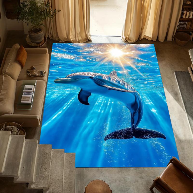 1 Soft Non Slip Floor Mat with Ocean Whale Pattern Suitable for Living Room and Kitchen Carpet in Living Room and Bedroom rugs