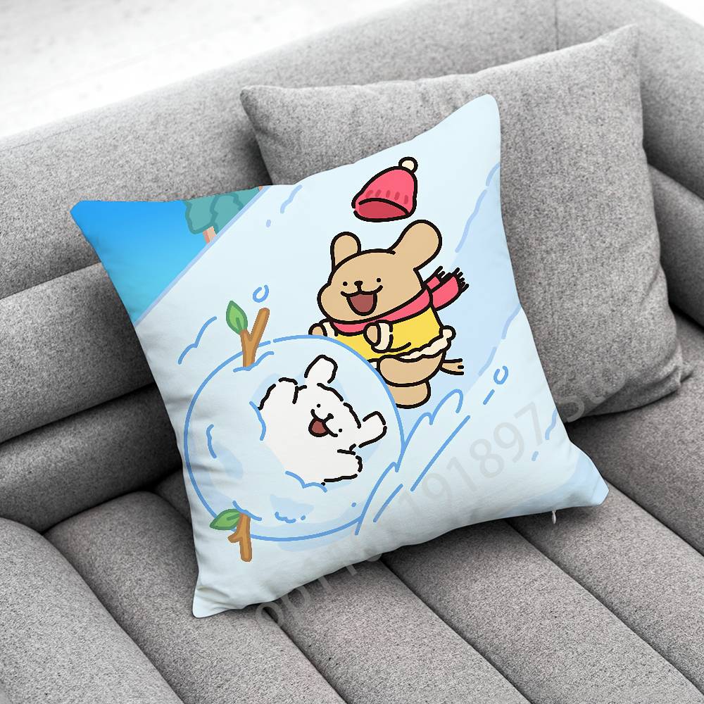 Korea Line Puppy Maltese Dog Throw Pillow Case For 30x30cm 40x40cm 45x45cm 50x50cm 55x55cm Square Sofa Pillowcase Shell