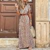 Women Short Sleeve Floral Maxi Long Dress Ladies Boho Party Evening Casual Dress