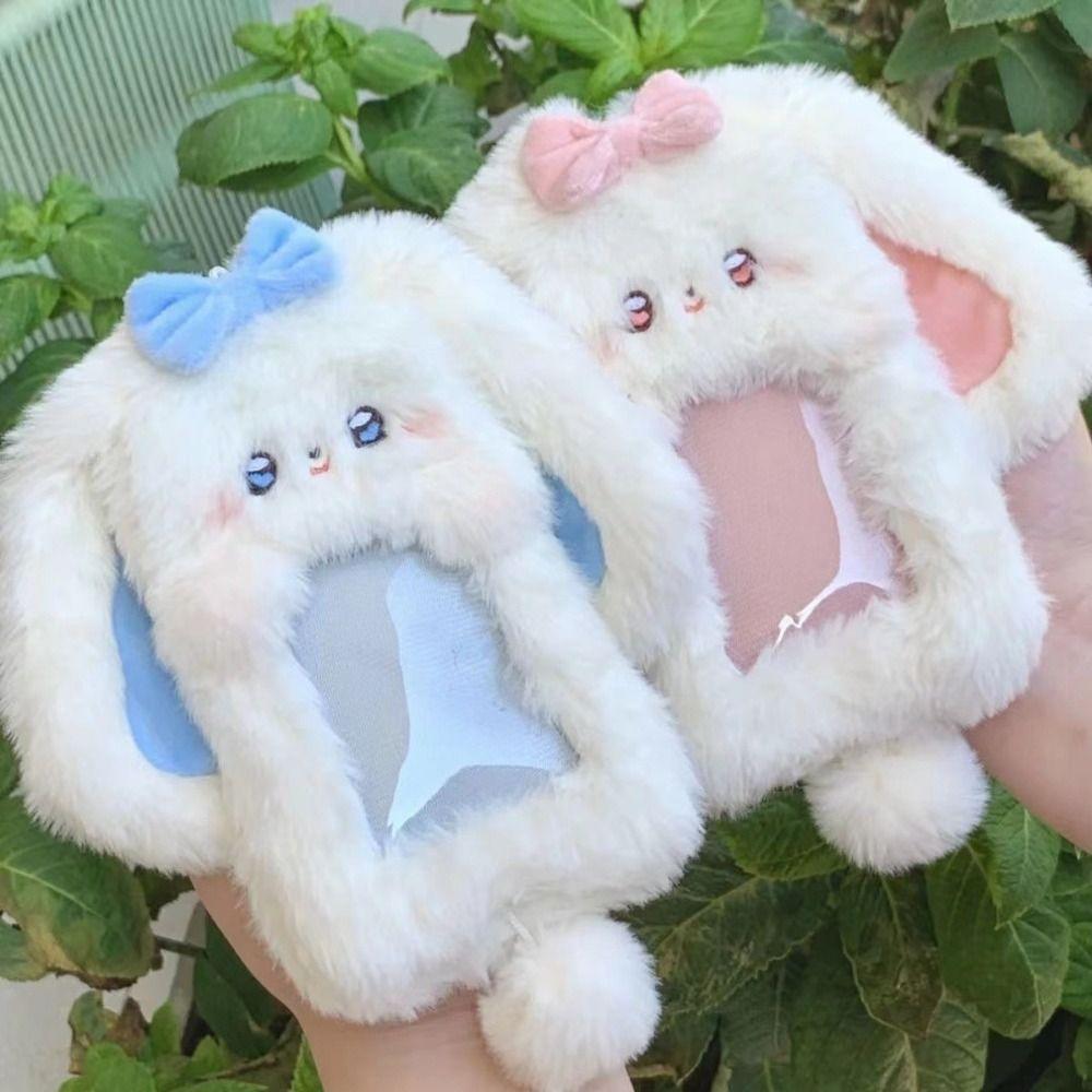 Multifunctional Photocard Case Big Eared Rabbit/Border Collie Plush Photo Card Holder Rabbit/Dog/Cat Card Case School Office