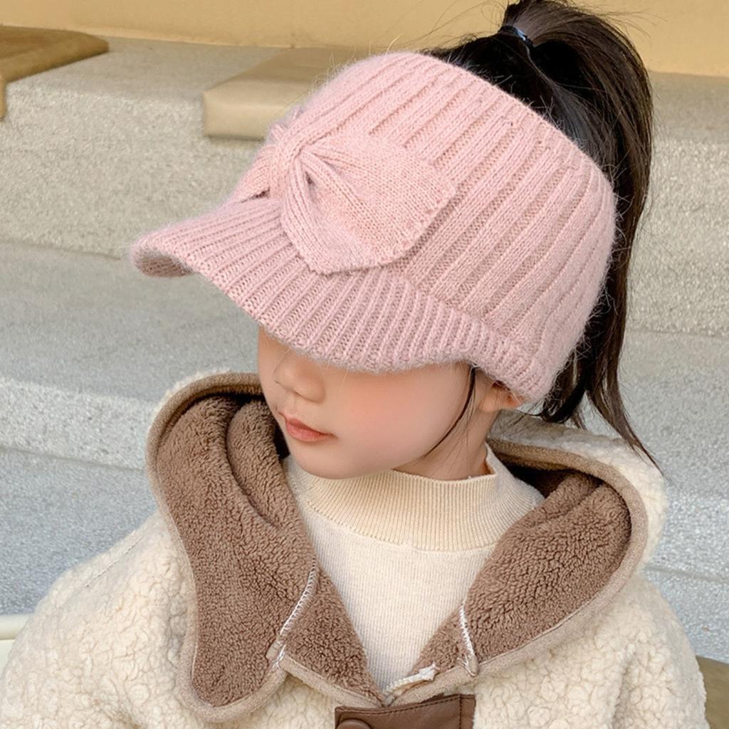 Girls' Empty Top Sun Hat, Boys' Baby Sun Protection, Spring and Autumn Winter Ear Protection, Duckbill Cap, Baseball Cap, Knitted Yarn Cap