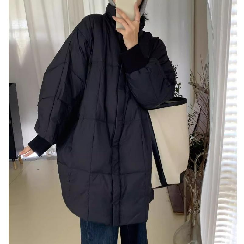 

Winter Down Padded Jacket Women s Mid-length Thick Padded Jacket Large Size Loose Casual Padded Jacket Retro Style Jacket Trend L чёрный
