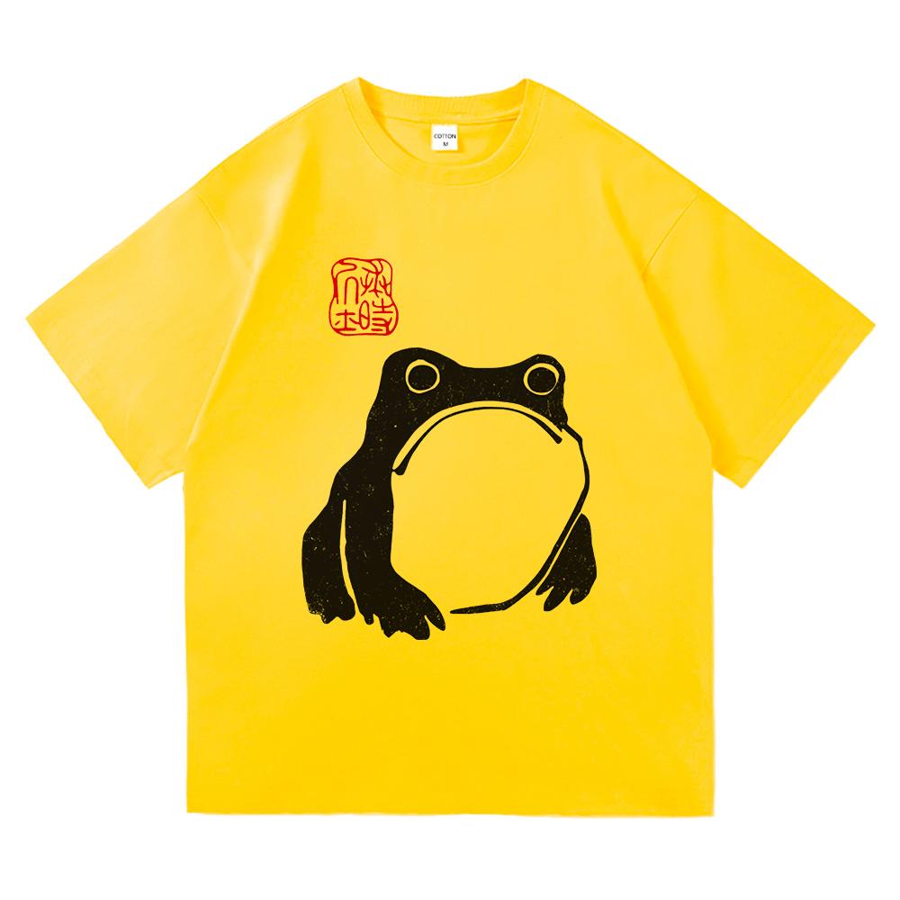 Vintage Unimpressed Frog T Shirt Fashion Men/Women Aesthetic Funny Japanese Anime T-Shirt High Quality Casual Cotton Tees Shirts