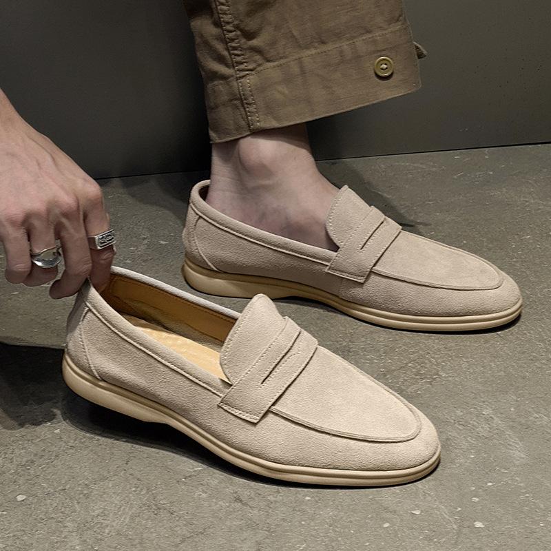 Boken Loafers Suede Handmade Casual Men's Casual Lazy One-pedal Galoshes Work Shoes 8225-J