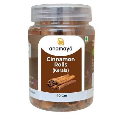 Anamaya Dalchini Cinnamon Sticks 40g | Pure Indian Cinnamon from Kerala | Strong Aroma & Rich Flavor| Packed In Reusable Jar (1.41 Oz)