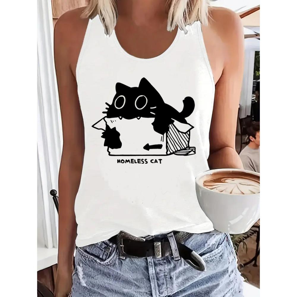 Vest Pattern Fashion Vest Women s Sleeveless Round Neck Casual Top S