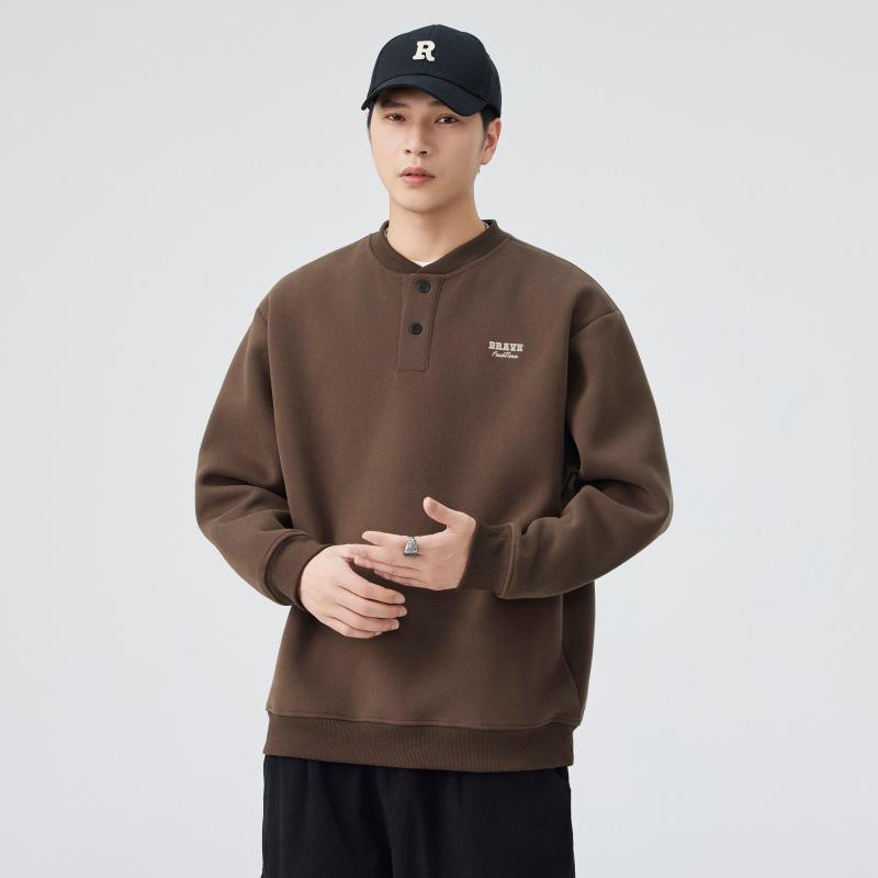 

Men s Trendy Japanese Retro Heavyweight Stand-up Collar Hoodie - Embroidered, Loose, Versatile, Casual Solid Color Jacket 4XL