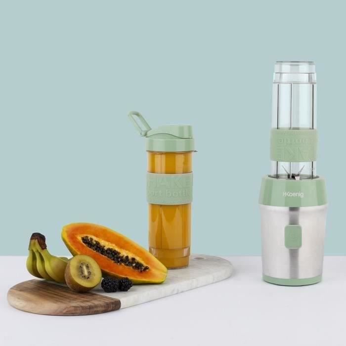 Mini Blender - H.KOENIG - SMOO18 - 300 W - 570 mL - Pastel Green - 2 Gourds Included - BPA-free