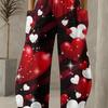 Women's Standard Size Fashion Trendy 3D printing oom Print Wide-Leg Pants, Comfortable and Suitable for All Seasons