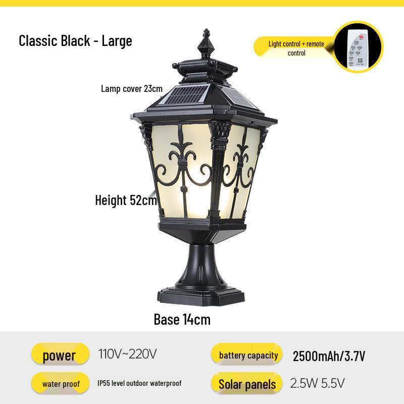 European Style Outdoor Solar Post Light: Waterproof Gate, Pillar, and Villa Wall Illumination