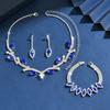 European and American Light Luxury Court Style Full Diamond Geometric Collarbone Chain New High-end Rhinestone Leaf Necklace Earrings Set Female 2026