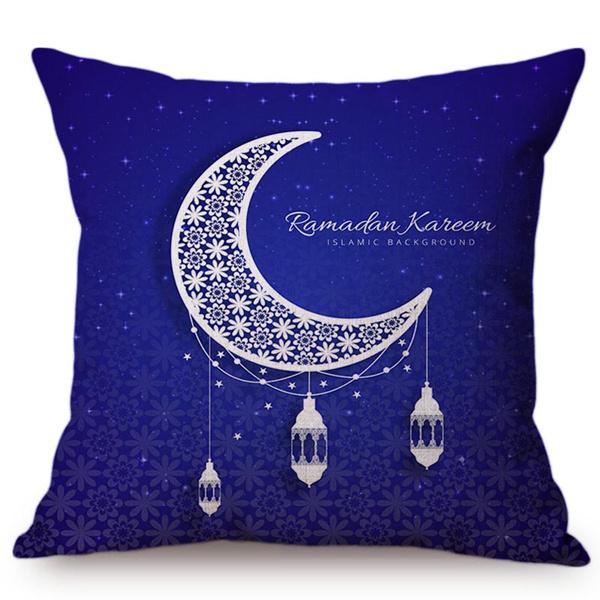 Modern Eid Mubarak Style Cushion Cover Ramadan Kareem Crescent New Moon Stars Lantern Mosque Car Decoration Pillow Case