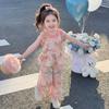 Girls' Floral Lightweight Set Baby Summer Vest Wide-Leg Pants Two-Piece Set Children'S Fashionable Summer Outfit For Toddlers