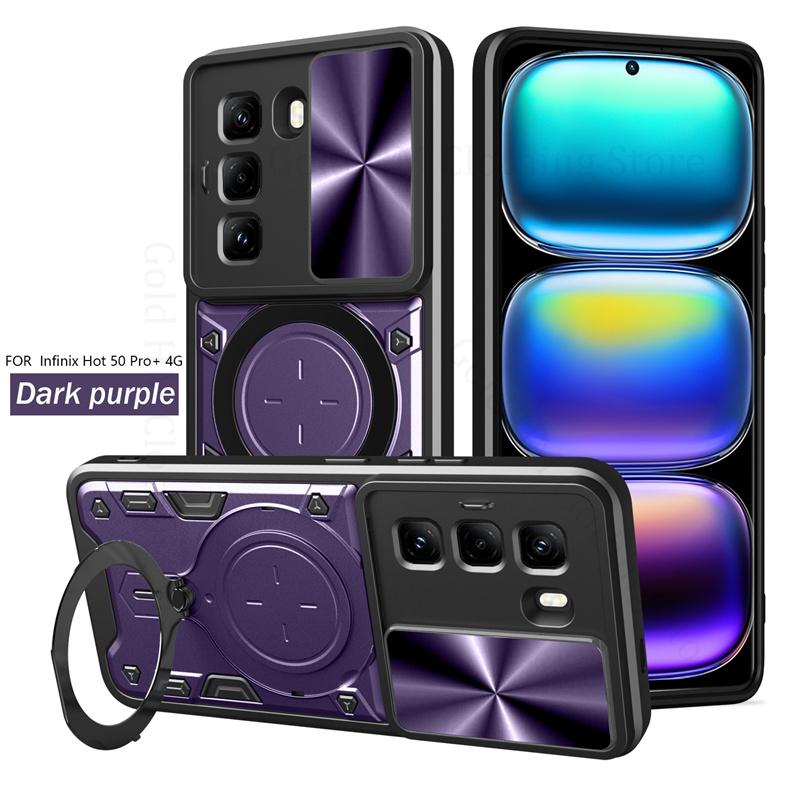 Handyhülle für Infinix Hot 50 Pro Plus 4G Armor Magnetische Heavy Duty Schutzhülle für INFINIX Hot 50 50i 30 i 40 Pro 4G Ringständer Schiebe-Objektivabdeckung