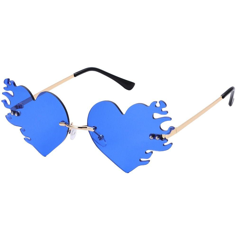 

Солнцезащитные очки без оправы в форме сердца, аксессуары для костюмов, очки на Хэллоуин для женщин и мужчин Blue