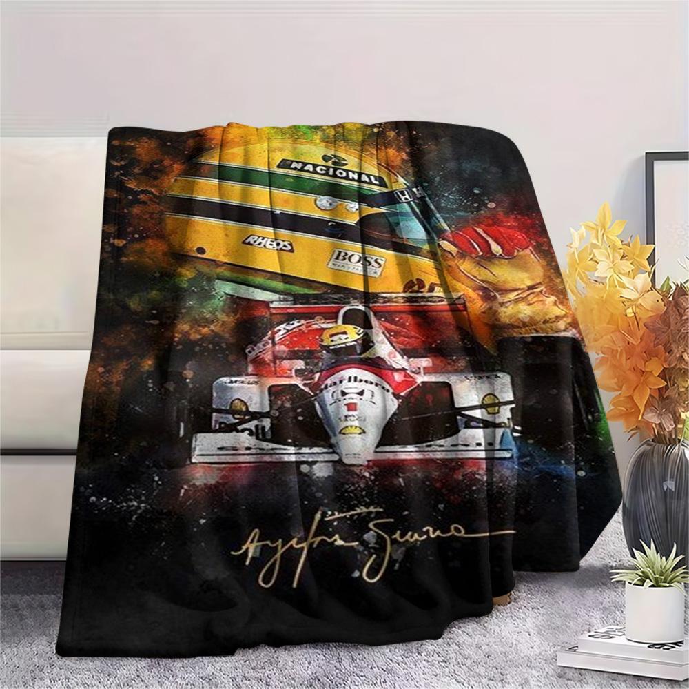 Ayrton Senna Casco da Corsa F1 Arte Coperta in Flanella Stampa Formula 1 Coperta Plaid Tappetino Coprisofa per Camera da Letto Fan del Motorsport