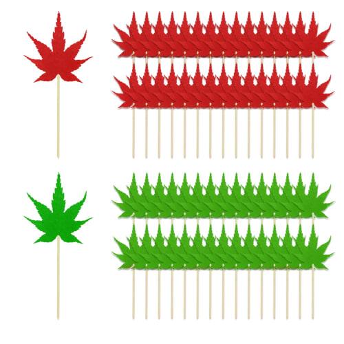 siawadeky Autumn-themed Cocktail Picks, Cake Toppers, Maple Leaf Design, 100 Pieces, Fruit Picks, Toothpicks, Fruit Hors D'oeuvre Pins, Cake Decoratio