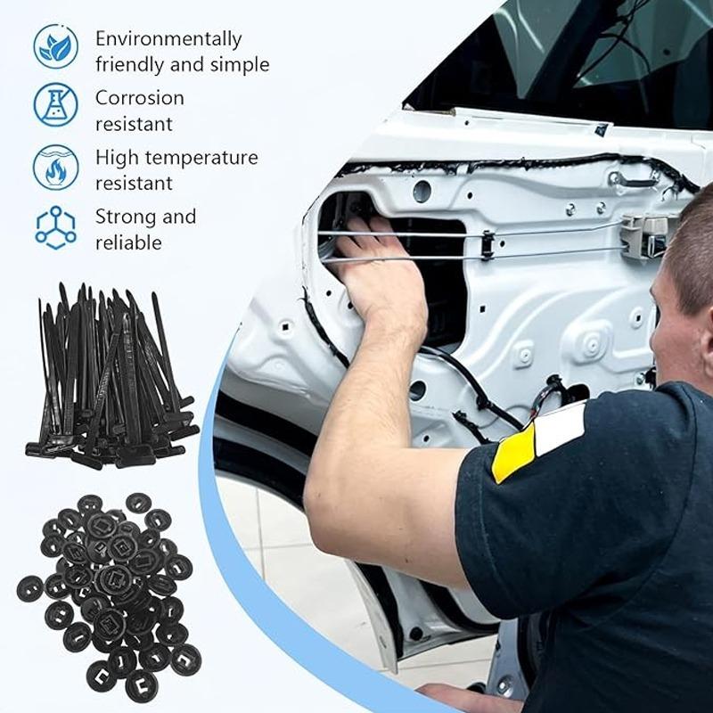Push Mount Cable Tie Nylon Wire Harness Fastener Clip Self Locking Head For Car Auto Bumper Fender Engine Cover Retainer Buckle