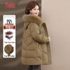 Yalu Women's 90% Duck Down Fox Fur Collar Winter Mid-Length Coat
