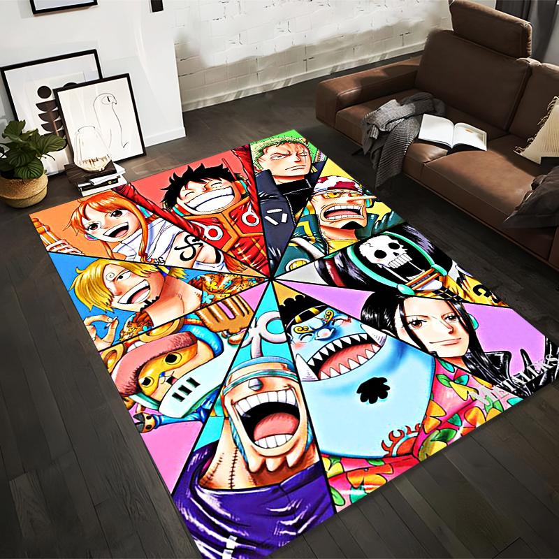 Colorful Anime Character Collage Rug Non-slip rug suitable for living room and bedroom sofas