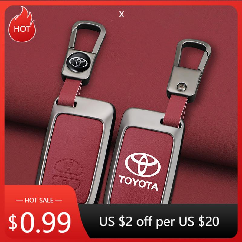 Per Toyota 2026 Copricerchi Caldi Custodia Portachiavi in Lega di Zinco e Pelle per Auto Guscio Chiave Remote Keyless Portachiavi Per Toyota Aqua RAV4 Land Crui