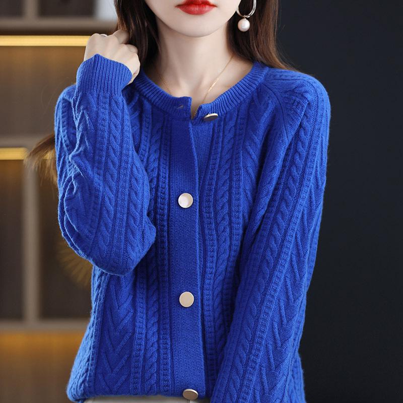 Damen Rundhals Verdickter Wollpullover - Herbst/Winter Koreanische Mode, Lockere Passform, Schlankmachende Lässige Strickware.