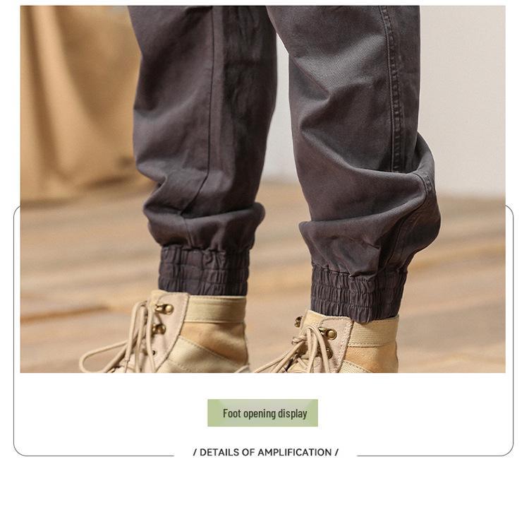 Mens High-Quality Thickened Cotton Work Pants with Multi-Pockets and Cuffed Design for Spring and Autumn