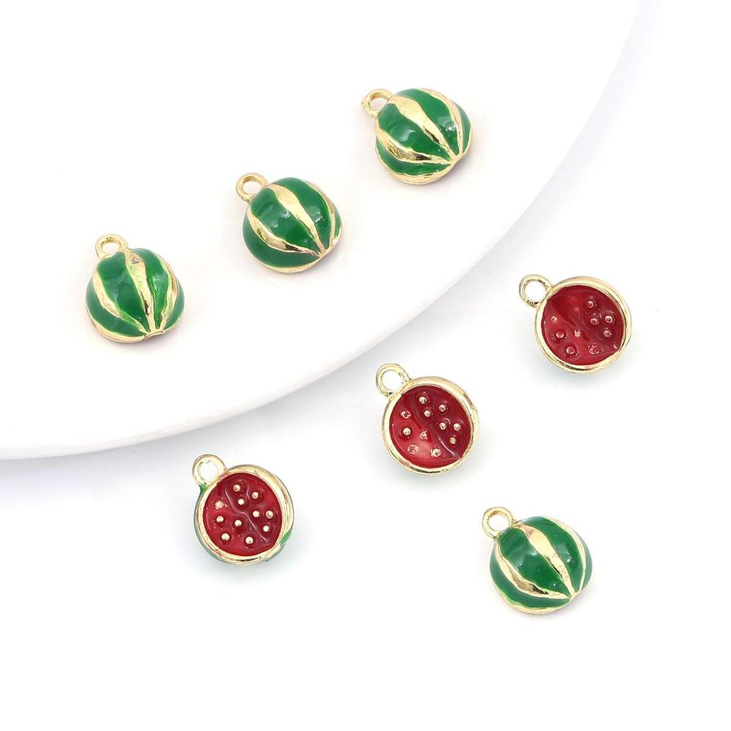 2Pcs Alloy Fruit Enamel Pendant Strawberry Grape Cherry Charms for Jewelry Making DIY Bracelet Handmade Craft Accessories