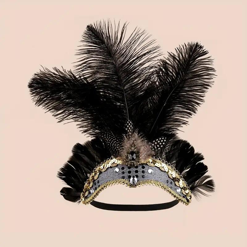 Anime-Charakter Cosplay Halloween Kopfbedeckung Bauchtanz Performance Haarbänder Bunte Feder Stirnbänder Weihnachtstag Kopfbedeckung Zubehör