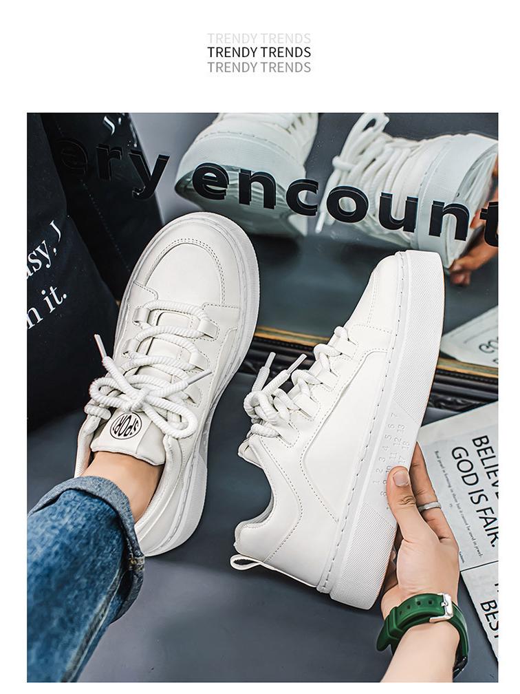 2025 Jarní Pánské Trendy Bílé Prodyšné Tenisky s Silnou Podrážkou - Všestranné Ležérní Skate Boty