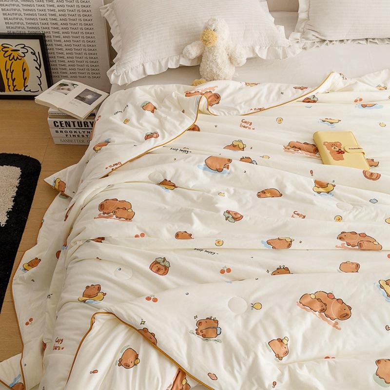 Class a Knitted Cotton Soybean Fiber Cartoon Ins Style Girl Heart Summer Cool Quilt Machine Washable