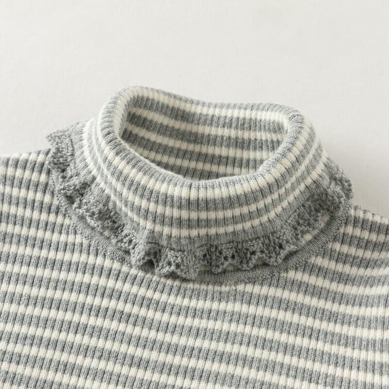 DAVE & BELLA Girls' Striped Anti-Static Turtleneck Pullover